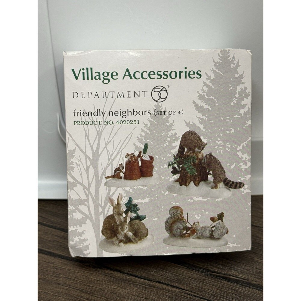 Department 56 Village #4020251 Friendly Neighbors 4 Piece Animal Accessories